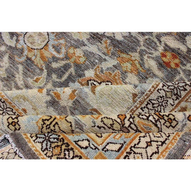 Large All-Over Gray and Orange Persian Malayer Rug With All-Over Floral Design 10'2 X 13'6 For Sale - Image 12 of 13