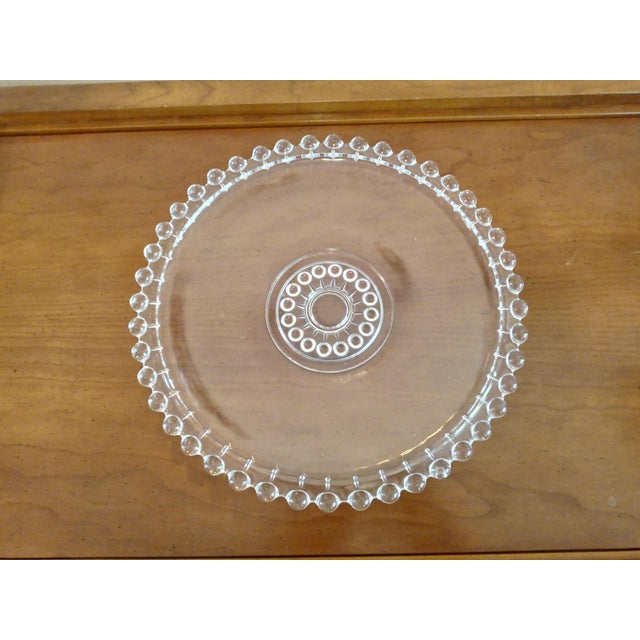 Vintage Candlewick Style Clear Glass Platter with Beaded Edge and Bottom. This beautiful platter is in excellent vintage...