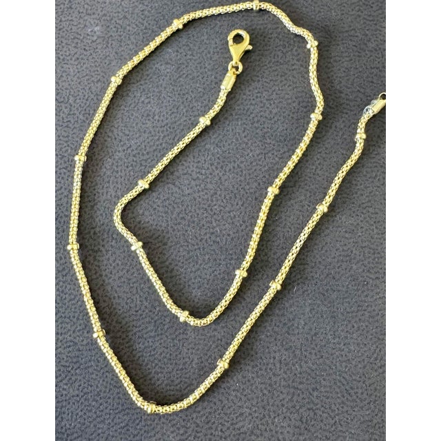Contemporary Vintage 18 Karat Yellow Gold 5.4 Gm Ball Station chain Necklace, Italian 15.5" For Sale - Image 3 of 18