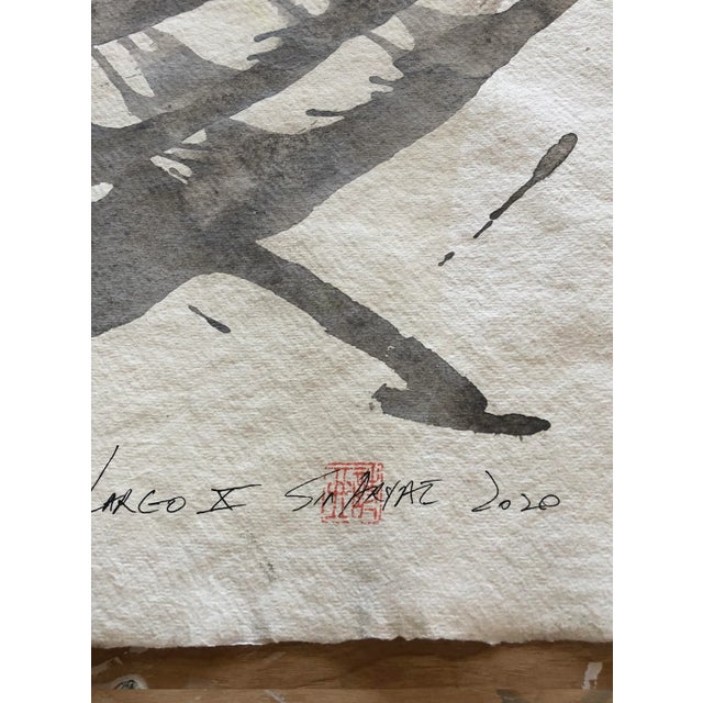 Minimal Abstract Painting on Hand Made Japanese Paper For Sale - Image 4 of 6