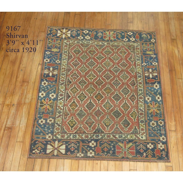 Blue 19th Century Rustic Caucasian Tribal Throw Rug - 3'9" x 4'11" For Sale - Image 8 of 18