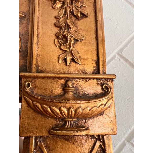 French Louis XVI Style Giltwood Trumeau Mirror 45” H X 27” W For Sale - Image 9 of 12