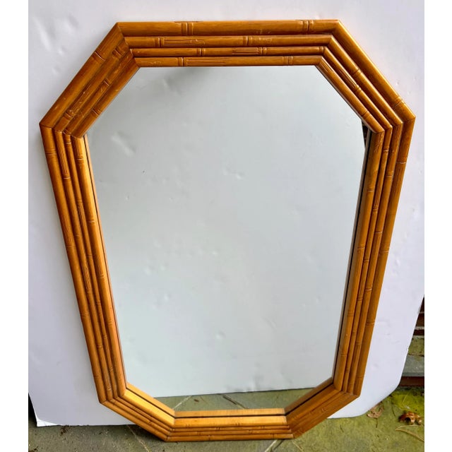 Wood Vintage Faux Bamboo Mirror For Sale - Image 7 of 12