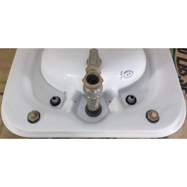 Antique 1908 Thomas Maddock's Son's Co. Vitreous China Console / Top-Mount (Drop-In) Sink For Sale - Image 14 of 17