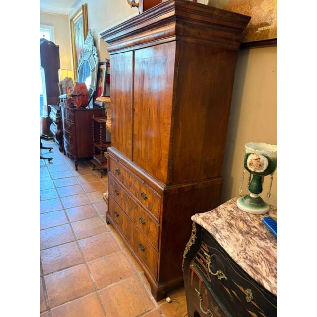 Antique English Gentlemans Chest on Chest, Burl Walnut, 1820s Secret Drawer For Sale In West Palm - Image 6 of 13