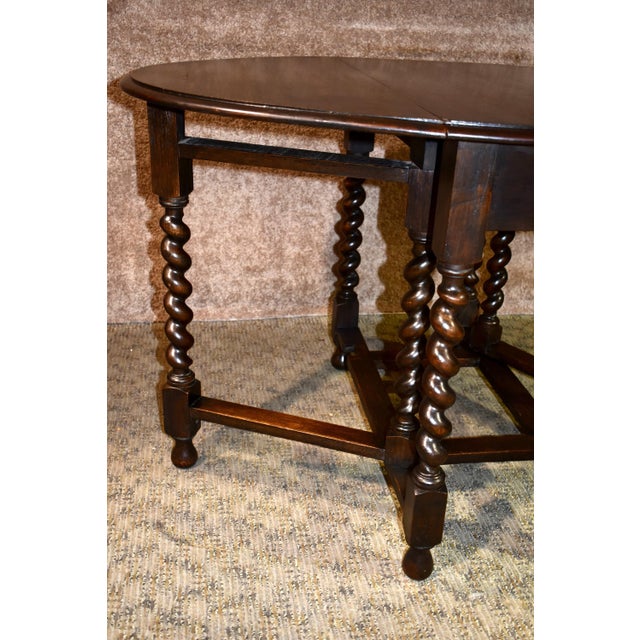 Antique Oak Tavern Style Drop Leaf Dining Table W/Barley Twist Legs Chairish