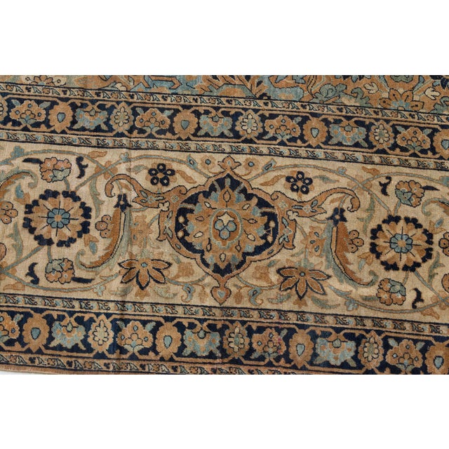 Antique Botanic Persian Kirman Handmade Wool Carpet For Sale - Image 4 of 9