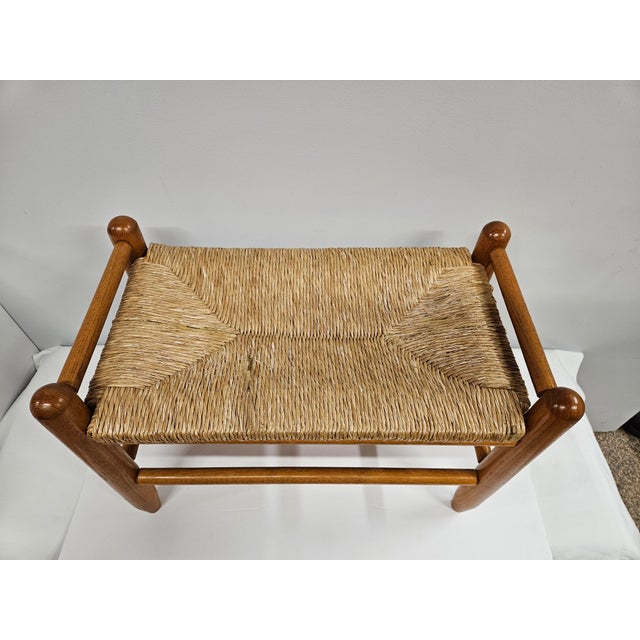 Wood Danish Modern Rush Seat Footstool For Sale - Image 7 of 14