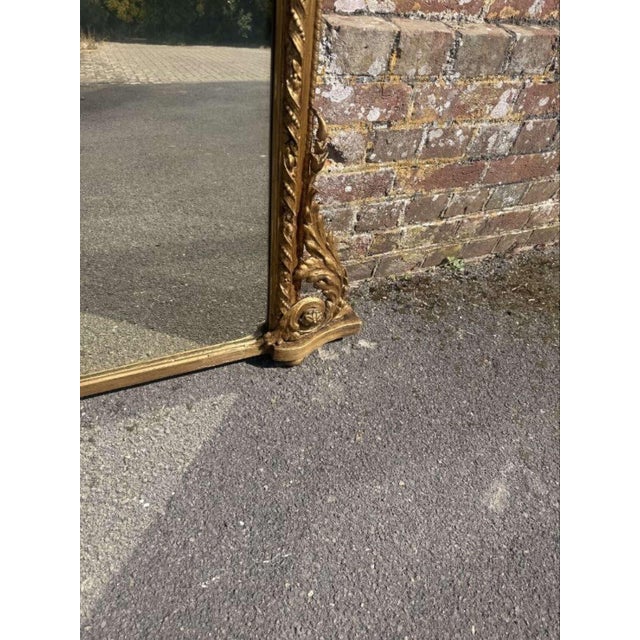 Large Antique 19th Century English Gilt Arched Top Overmantle Mirror For Sale - Image 5 of 8