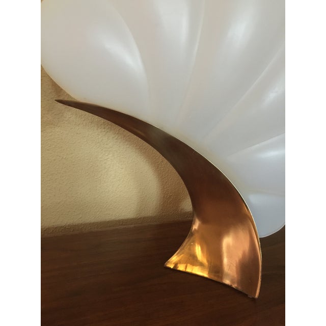 Frosted Acrylic & Polished Brass Rougier Shell Table Lamps - A Pair For Sale - Image 5 of 9
