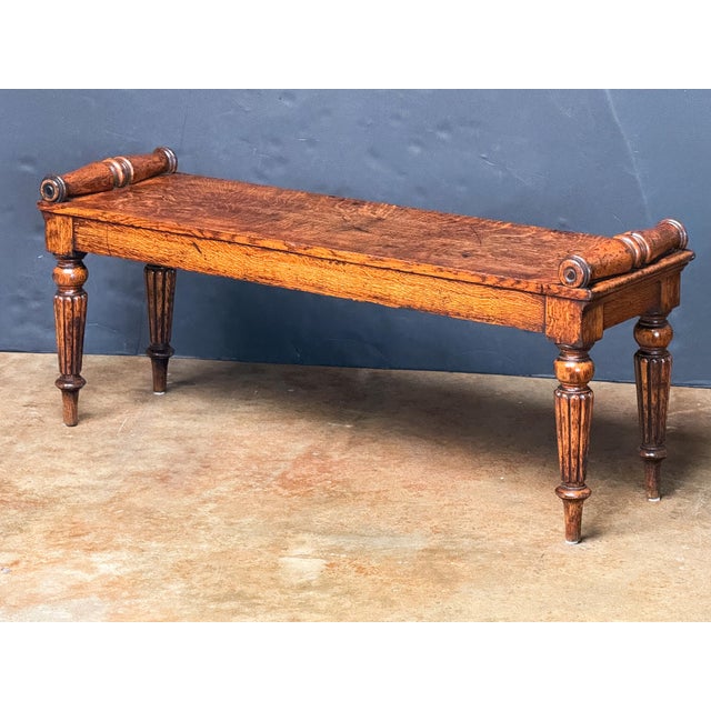English Large Hall Bench or Window Seat of Patinated Oak From England For Sale - Image 3 of 8