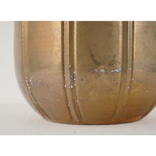 Mid 20th Century Italian Made Solid Brass Ribbed Planter Pot For Sale - Image 4 of 8