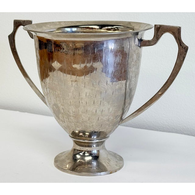 Vintage Hammered Silverplate Trophy Vase For Sale - Image 4 of 10