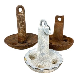 Group of Three Vintage Nautical Mushroom Anchors For Sale
