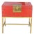 20th-C. Modern Chinese Red & Brass Box on Stand / Side Table For Sale