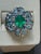 1.5 Carat Natural Oval Cut Emerald Ring With Blue Topaz & Amethyst 14 Karat Gold For Sale In New York - Image 6 of 8