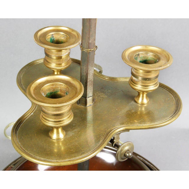 1930s Empire Style Mahogany and Brass Mounted Bouillotte Lamp by Jansen, Paris For Sale - Image 5 of 6