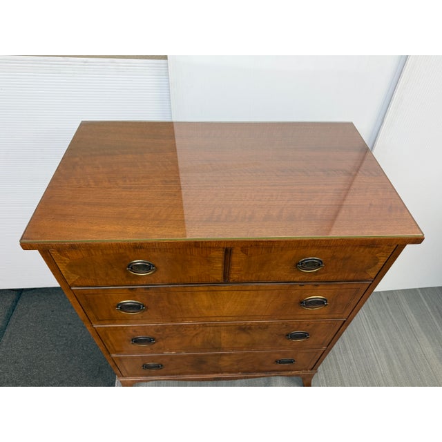 Vintage Johnson Furniture Co. Walnut Burlwood Four Drawer Dresser For Sale - Image 11 of 12