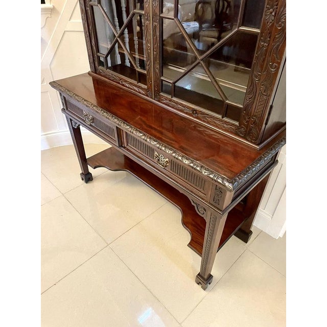 Wood Victorian Carved Mahogany Display Cabinet by James Winter & Sons, London, 1860s For Sale - Image 7 of 18