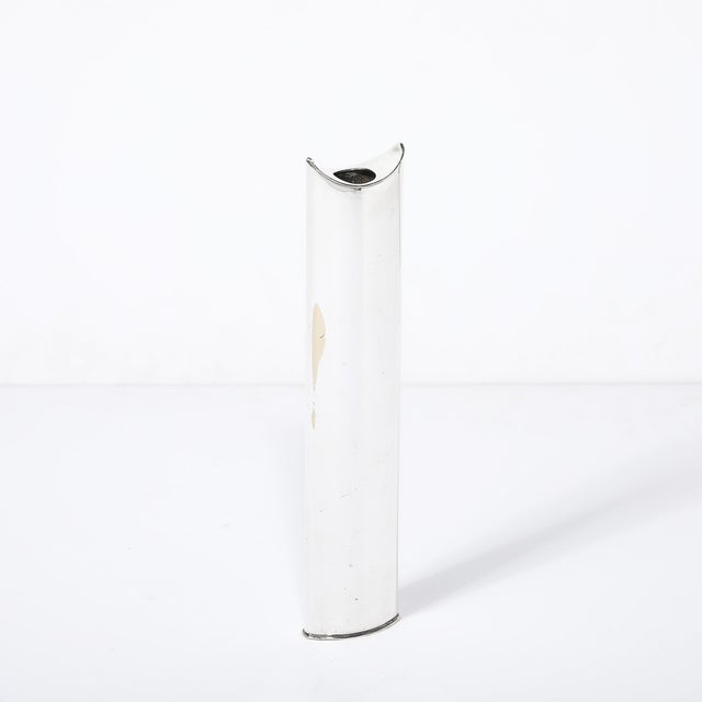 1970s Mid-Century Modernist Silver Plated "Giselle" Bud Vase Signed Sabbatini For Sale - Image 5 of 11