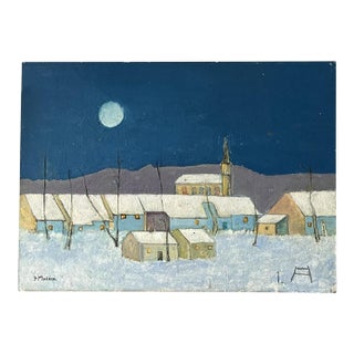 1960s Old French Original Painting on Wood Panel For Sale