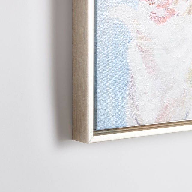 This modern interpretation of a closeup study of a lush and full floral arrangement makes for a striking accent for the...
