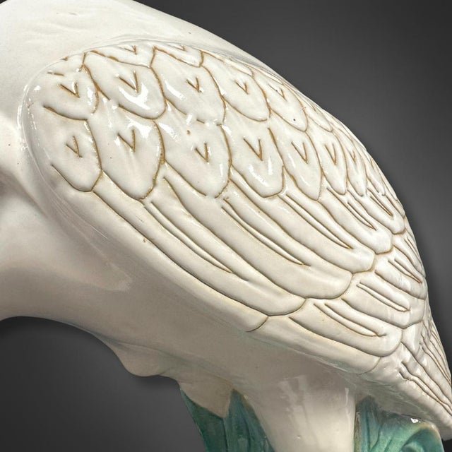 Majolica Ceramic Crane Figure, 1920s-1940s For Sale - Image 4 of 8