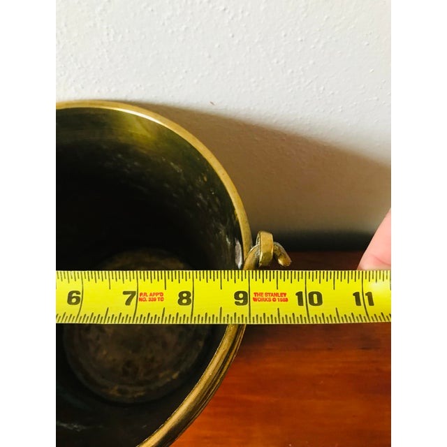 Charming Geometric Etched Vintage Brass Water Bucket For Sale - Image 9 of 10