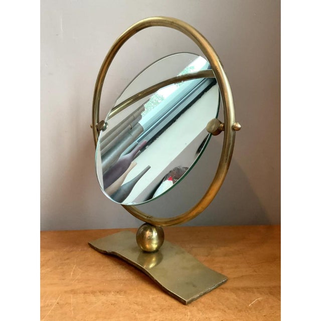 Brass Vintage Brass Round Vanity Mirror For Sale - Image 8 of 12