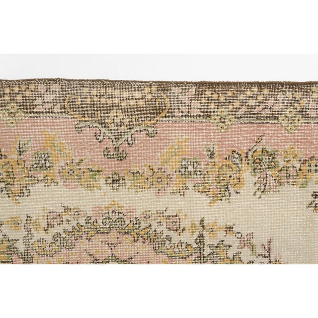 Faded Ivory Vintage Turkish Rug For Sale - Image 4 of 10