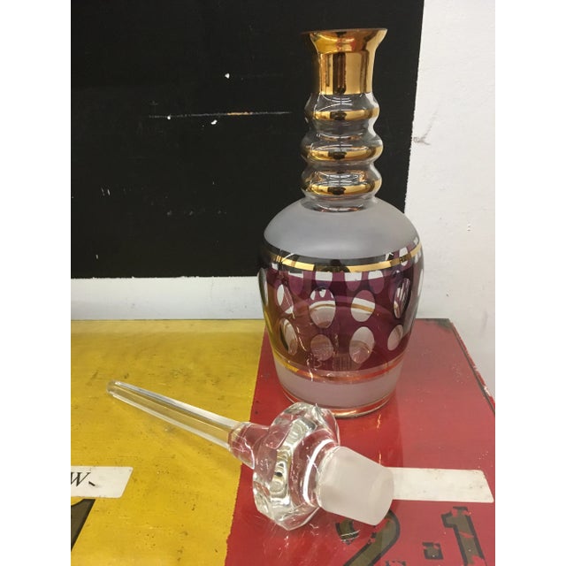 Traditional Etched Glass Decanter With Stopper For Sale - Image 3 of 9