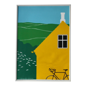 Vintage 1980 Framed Design Grønne Studie ApS Copenhagen Art Poster