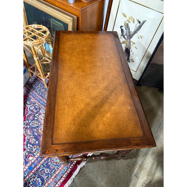 Late 20th Century English Barley Twist Leather Top Desk For Sale - Image 4 of 12