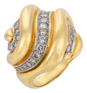 1980s Andrew Clunn 2.00 Carat Diamond 18k Yellow Gold Cocktail Ring, Size 5.5