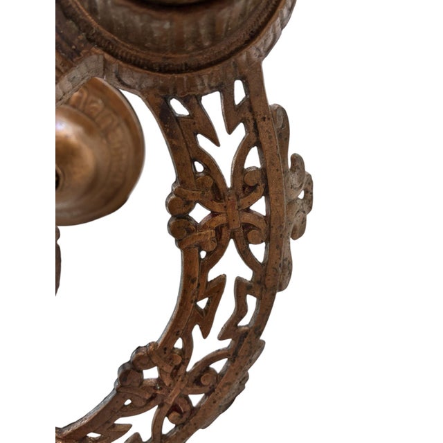 1920s Cast Metal Art Deco Flush-Mount Ceiling Fixture – 12" Diameter For Sale - Image 4 of 8