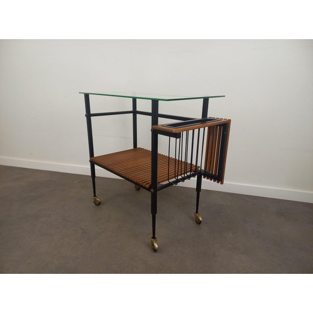 Side Table on Wheels, 1950s For Sale - Image 3 of 15