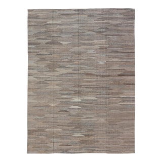 Hand-Woven Kilim Rug by Keivan Woven Arts, Gray Diamond Design 8'8 X 12'7 For Sale