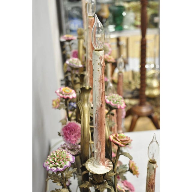 Late 20th Century French Louis XV Repro Bronze & Porcelain Candelabra Lamps by United Wilson, Pair For Sale - Image 15 of 18
