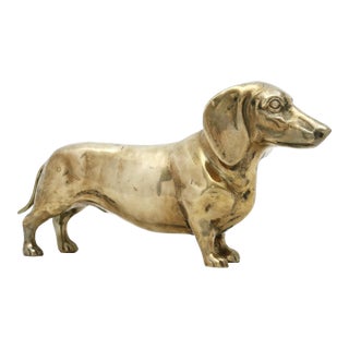 Large Vintage Brass Dachshund Figurine For Sale
