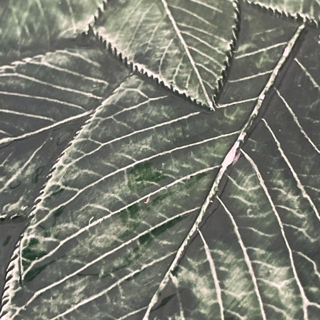 Green Vietri Majolica Foglia Leonardo 16" Oval Platter Green Leaf Leaves Italy 7971/42 For Sale - Image 8 of 12