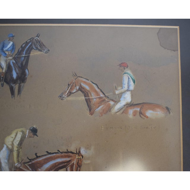 The 1886 St Leger Stakes Vignette W/ 7 Jockeys Watercolour by Finch Mason For Sale - Image 4 of 6