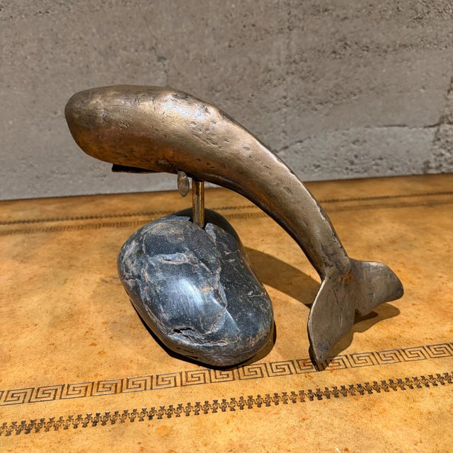 Decorative Bronze Sculpture of a Whale Nautical Modern For Sale - Image 4 of 15