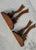 Brown Vintage Folk Art Hand-Carved Bow Wall Shelves, a Pair For Sale - Image 8 of 9