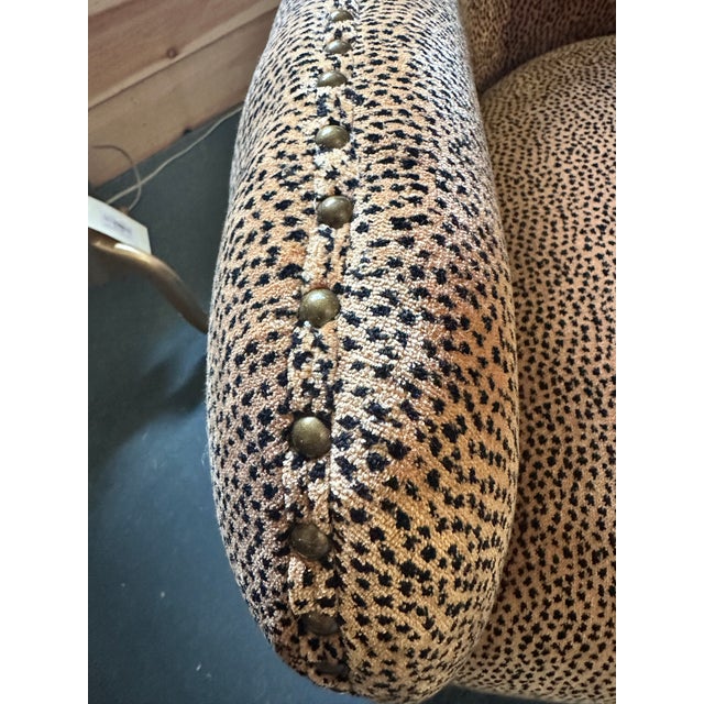 2020s Cosy Animal Pattern Fabric Mid Century Style Chair For Sale - Image 5 of 7