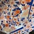 Hand-painted antique Imari leaf plate in fan and flower design // Arita plate // decorative plate // gilt edge // blue and white with orange For Sale - Image 4 of 17