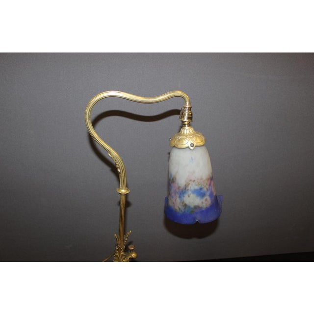 Bronze and Pâte de Verre Desk Lamp from Muller Frères, 1900s For Sale - Image 4 of 14