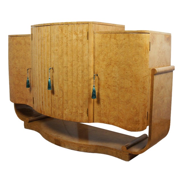 Art Deco Burr Walnut Cocktail Sidebord by Epstein Bros, 1930s For Sale