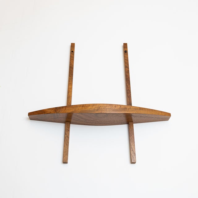 George Nakashima 1960s Mid-Century Sculptural Studio Craft Solid Walnut Wall Shelf For Sale - Image 4 of 9