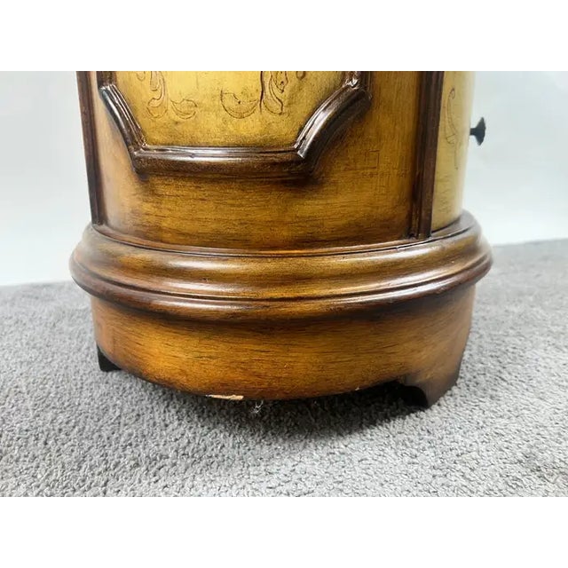 Louis XV Style French Provincial Hand Painted Oval Shaped Nightstand, a Pair For Sale - Image 9 of 18