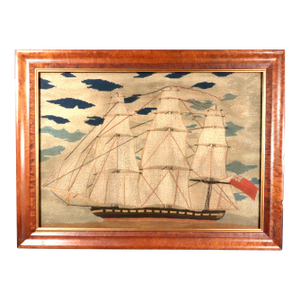 British Sailor's Woolwork of a Tea Clipper Under Sail